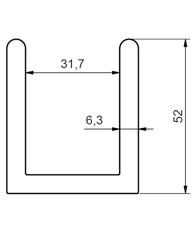 Profile 7242/12104/16727 EN-AW 6005 T6 6000mm - 6000 mm